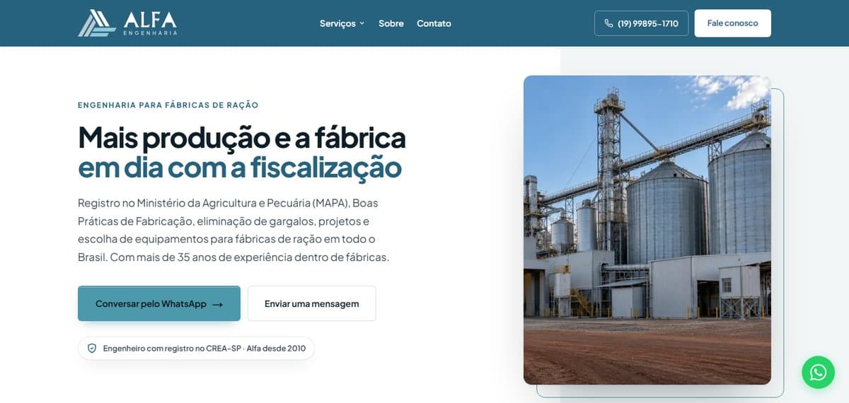 Site que criamos para Alfa Engenharia
