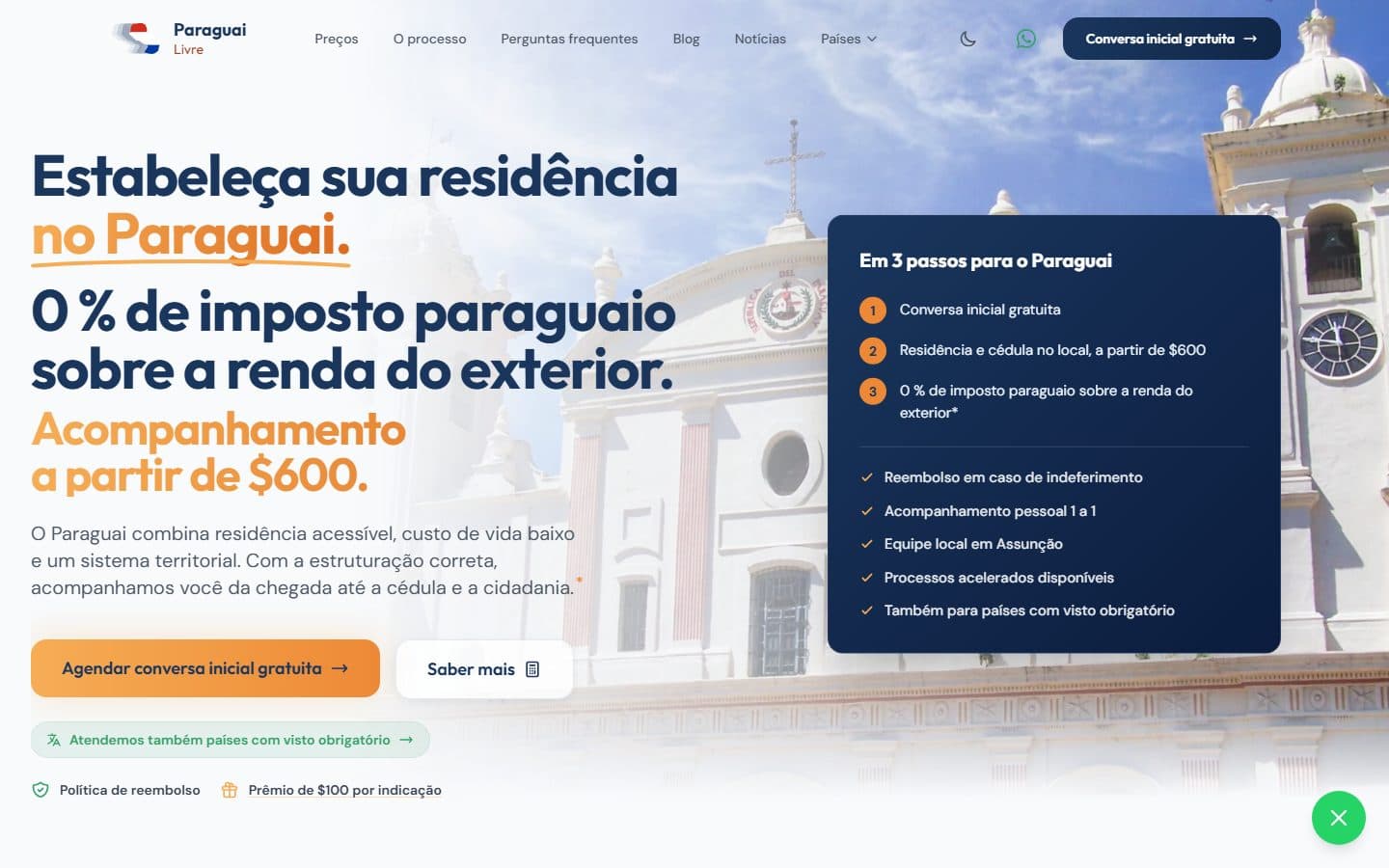 Site que criamos para Paraguai Livre